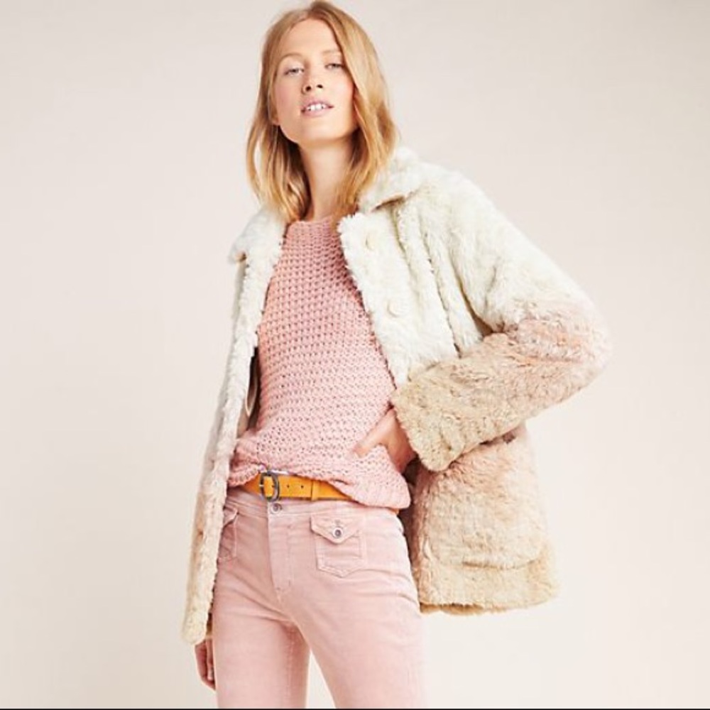 Anthropologie Ombré Faux Fur Coat